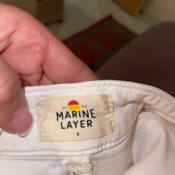 Marine Layer Women Pant Size 8 White Maya Slim Straight Utility Stretch 14934 - Picture 4 of 11